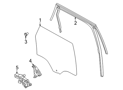 2022 Ford Bronco Sport Front Door Glass & Hardware Diagram