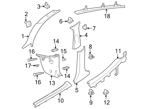 2003 Ford Focus Interior Trim - Pillars, Rocker & Floor Diagram