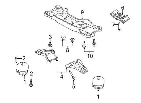 2011 Ford Mustang Engine & Trans Mounting Diagram