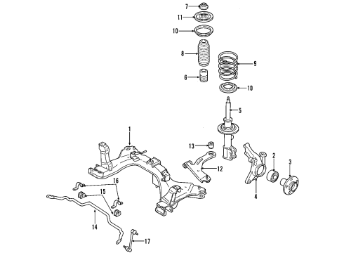 2006 Mercury Mariner Front Suspension Components, Lower Control Arm, Stabilizer Bar Diagram