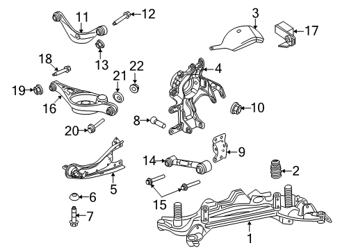 2006 Lincoln Zephyr Rear Suspension Components, Lower Control Arm, Upper Control Arm, Stabilizer Bar Diagram