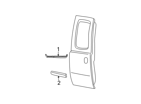 2006 Ford F-250 Super Duty Rear Door & Components, Exterior Trim Diagram
