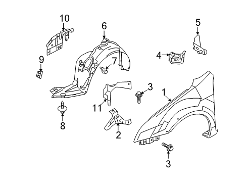 2008 Mercury Milan Fender & Components Diagram