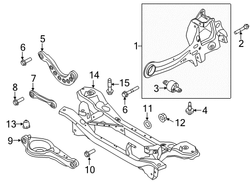 2017 Ford C-Max Rear Suspension Components, Lower Control Arm, Upper Control Arm, Stabilizer Bar Diagram