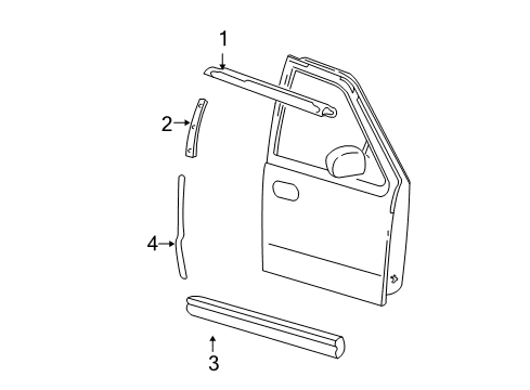 2003 Ford F-150 Front Door & Components, Exterior Trim Diagram