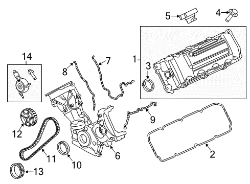 2014 Ford F-250 Super Duty Valve & Timing Covers Diagram