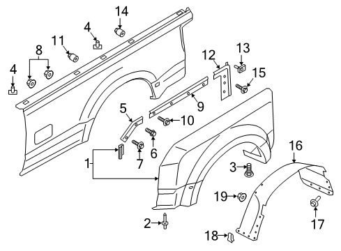 2020 Ford F-350 Super Duty Fender & Components Diagram 2 - Thumbnail