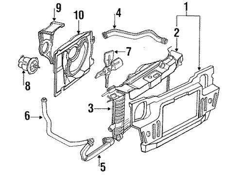 1990 Ford Tempo Radiator & Components, Radiator Support, Cooling Fan Diagram