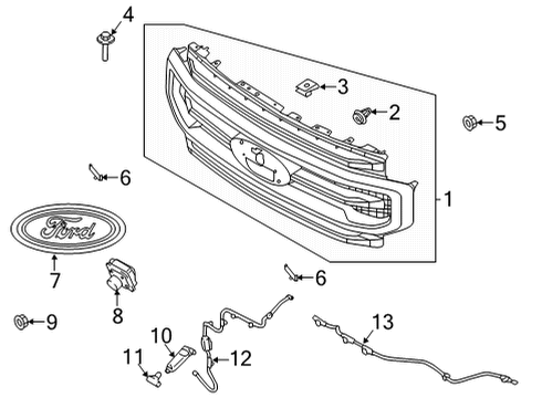 2021 Ford F-250 Super Duty Grille & Components Diagram