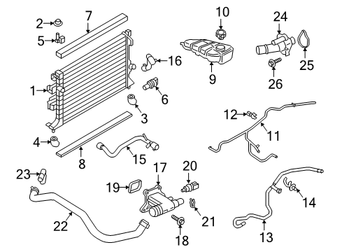 2016 Ford Focus Radiator & Components Diagram