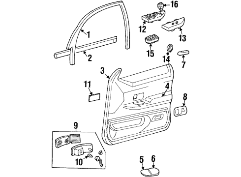 1998 Ford Crown Victoria Interior Trim - Front Door Diagram