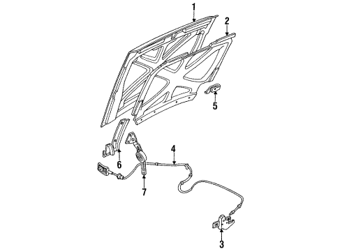 1993 Ford F-250 Hood & Components Diagram