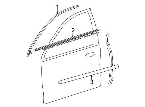2000 Mercury Sable Exterior Trim - Front Door Diagram