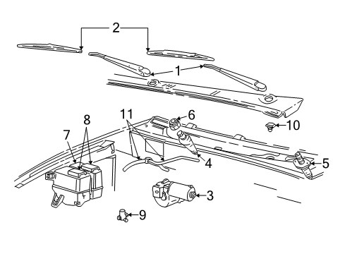 2005 Ford Ranger Wiper & Washer Components Diagram