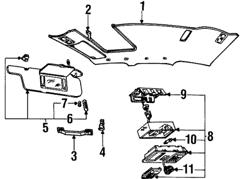 1998 Lincoln Town Car Interior Trim - Roof Diagram