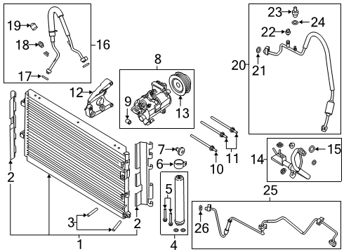 2023 Ford Mustang Condenser, Front Diagram for JR3Z-19712-A