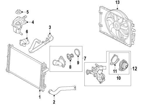 2010 Ford Fusion Fan Assembly Diagram for BE5Z-8C607-B