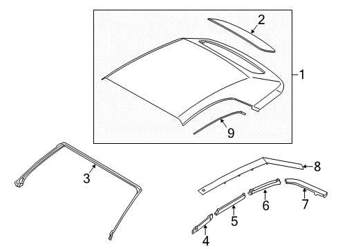 2022 Ford Mustang Front Weatherstrip Diagram for FR3Z-7603110-C