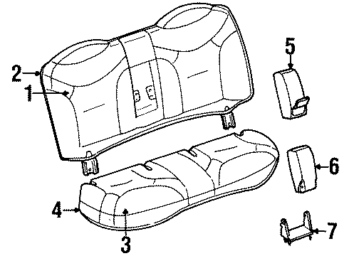 2000 Lincoln Town Car Seat Frame, Rear Diagram for YW1Z-54600A88-BA