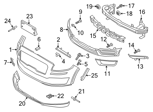 2021 Lincoln Nautilus Bumper & Components - Front Diagram
