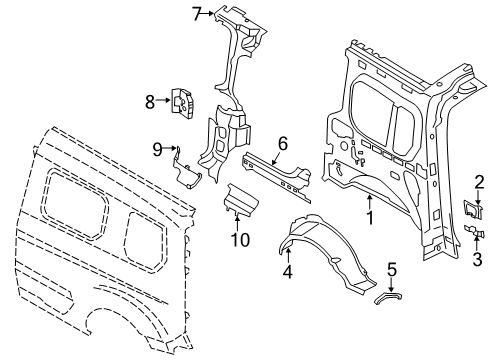 2016 Ford Transit Connect Inner Structure - Side Panel Diagram 1 - Thumbnail