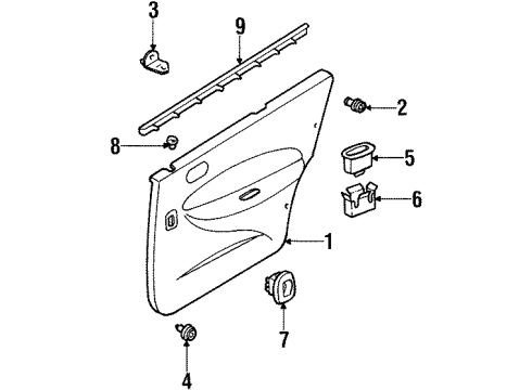 1999 Mercury Tracer Belt Weatherstrip, Passenger Side Diagram for F7CZ-5425860-AA