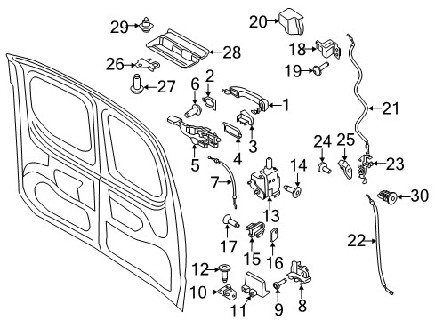 2014 Ford Transit Connect Back Door - Lock & Hardware Diagram