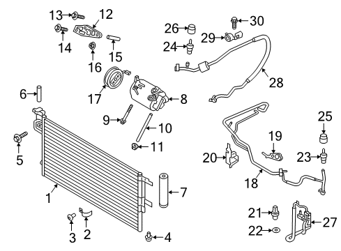 2016 Ford Focus A/C Condenser, Compressor & Lines Diagram