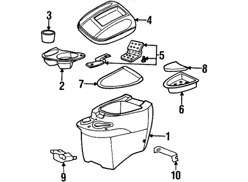 2001 Lincoln Navigator Rear Console Diagram for 1L7Z78045A36AAB
