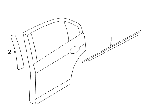 2006 Lincoln Zephyr Exterior Trim - Rear Door Diagram