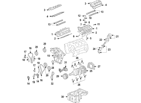 2021 Lincoln Nautilus Engine Parts, Mounts, Cylinder Head & Valves, Camshaft & Timing, Variable Valve Timing, Oil Pan, Oil Pump, Adapter Housing, Balance Shafts, Crankshaft & Bearings, Pistons, Rings & Bearings Diagram