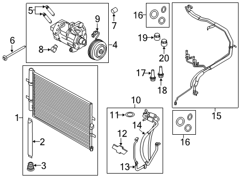 2017 Ford Transit-150 A/C Condenser, Compressor & Lines Diagram
