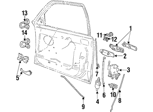 1997 Ford Crown Victoria Front Door - Lock & Hardware Diagram