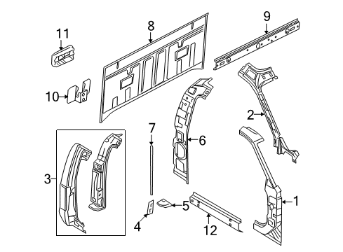 2010 Ford F-350 Super Duty Back Panel, Hinge Pillar, Rocker Panel Diagram 2 - Thumbnail