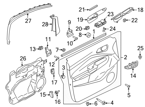 2017 Ford C-Max Interior Trim - Front Door Diagram