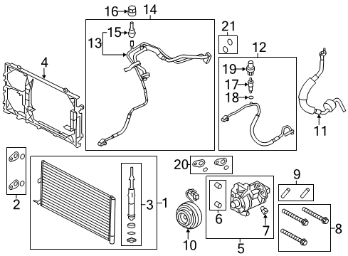 2013 Ford F-150 A/C Condenser, Compressor & Lines Diagram