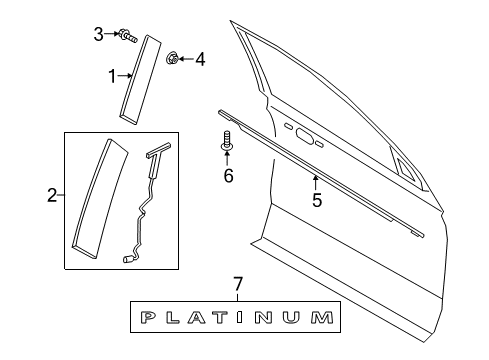 2019 Ford Expedition Exterior Trim - Front Door Diagram