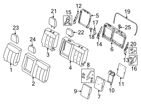2012 Ford F-350 Super Duty Headrest Cover, Steel Gray, Rear Diagram for BC3Z-26501A04-CA