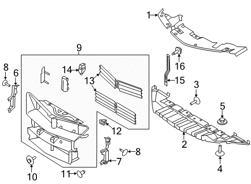 2016 Lincoln MKC Radiator Support - Splash Shields Diagram