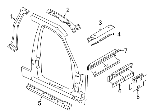 2004 Ford Crown Victoria Inner Rail, Upper Passenger Side Diagram for 2W7Z-5451180-AA