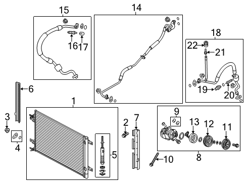 2014 Ford F-250 Super Duty A/C Condenser, Compressor & Lines Diagram