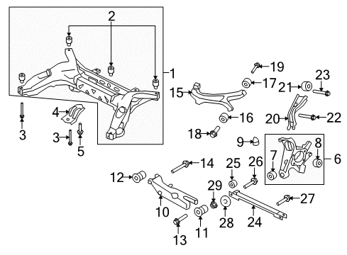 2009 Ford Taurus X Rear Suspension Components, Lower Control Arm, Upper Control Arm, Stabilizer Bar Diagram