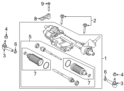 2019 Ford Mustang Steering Gear, Front Diagram for LR3Z-3504-R