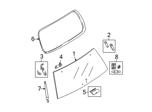 2007 Mercury Mountaineer Glass & Hardware - Back Glass Diagram