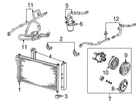2000 Ford Expedition A/C Condenser, Compressor & Lines Diagram