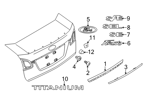 2011 Ford Fiesta Exterior Trim - Trunk Lid Diagram