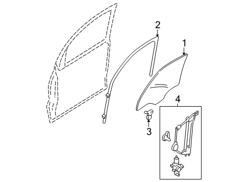 2012 Ford Escape Front Door - Glass & Hardware Diagram