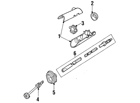 1985 Lincoln Mark VII Steering Column Housing & Components, Shaft & Internal Components, Shroud, Switches & Levers Diagram