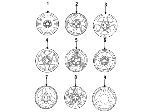 1994 Ford Mustang Wheel, Alloy Diagram for F4ZZ1007F