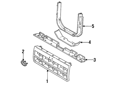 1989 Ford Ranger Grille & Components Diagram